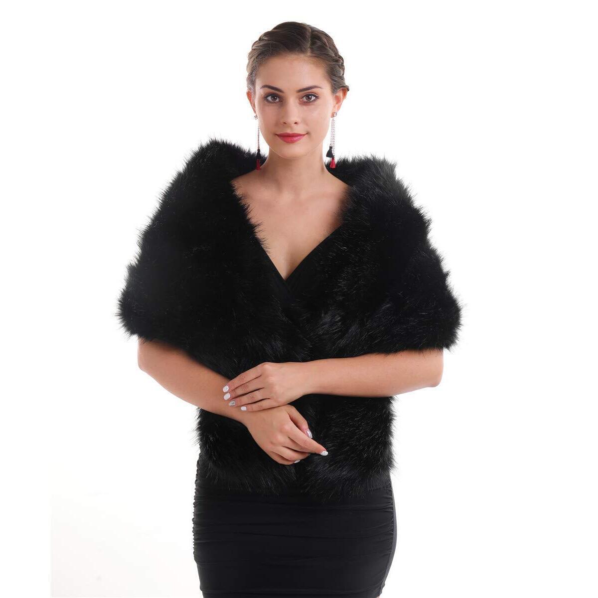 5388 Women's Winter Faux Fake Fur Straight Wedding
